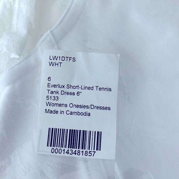 Lululemon Everlux Short-Lined Tennis Tank Top Dress 6" Short Inseam White Size 6 - Picture 13 of 13